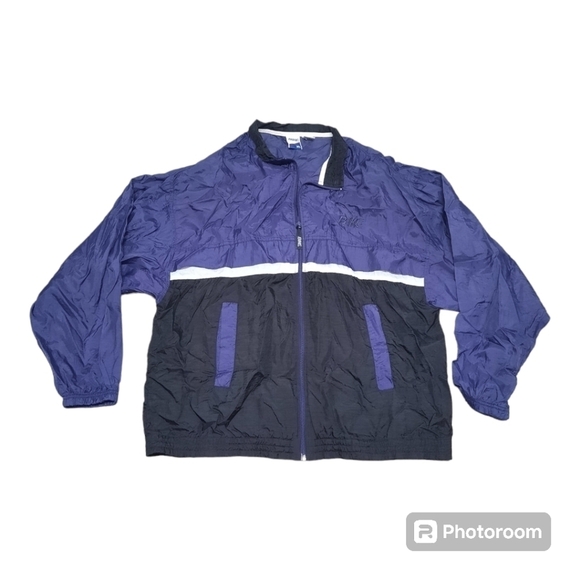 Vintage Bike Windbreaker Jacket Full Zip Mens XL Purple Black - Picture 1 of 5